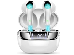YEMAESRE Auriculares Sin LED Carga Rápida Impermeable Bluetooth Tela Blanco