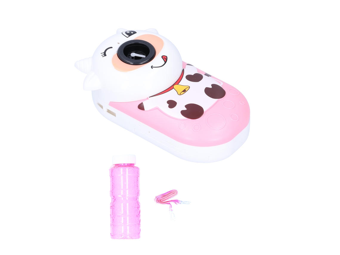 20du26 Máquina de burbujas infantil con luz y música, juguete electrónico rosa