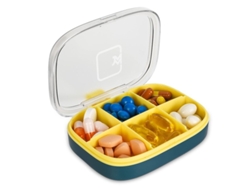 Pequeño Organizador De Pastillas Portátil Para Viajes, 6 Compartimentos, Resistente Al Agua, Azul.