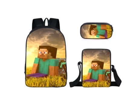 KOHREE Mochila escolar para estudiantes de Minecraft, juego de tres piezas