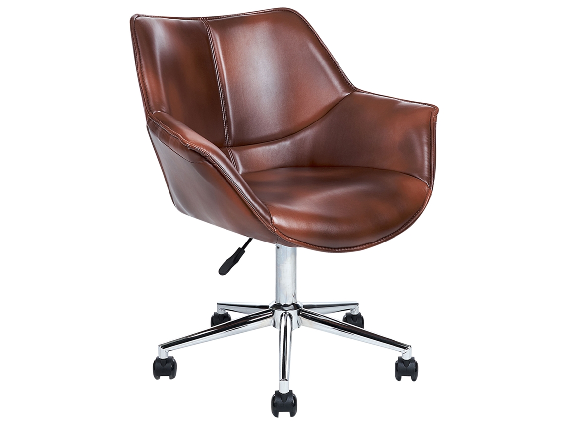 Silla de oficina BELIANI Newdale de Piel sintética Marrón 62x62x91