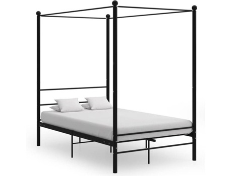 vidaXL Estructura de cama con dosel de metal negro 140x200 cm