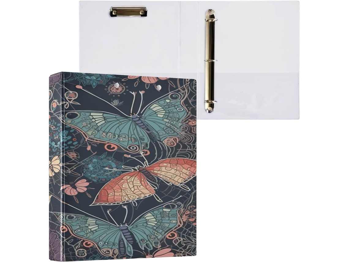 Besportble Carpeta De Rombos Coloridos Y Mariposa Y Anillas Flexibles Con Su Diseño Adaptable 27 X 31,5 X 6 Cm