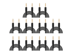 Juego De 10 Cables De Prueba, Conectores Banana Macho-macho Soldados, 0,44 Mm², Color Negro, Para Uso Doméstico E Industrial.