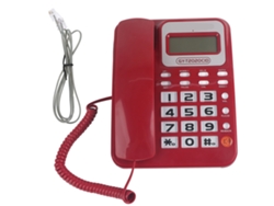 Teléfono Con Cable Abs Gy T2020cid Con Alarma, Identificador De Llamadas, Altavoz, Calculadora, Rojo.