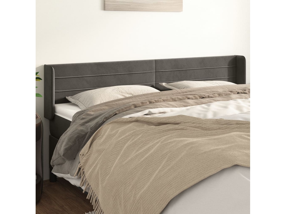 Cabecero De Terciopelo Gris Oscuro 183x16x78/88 Cm