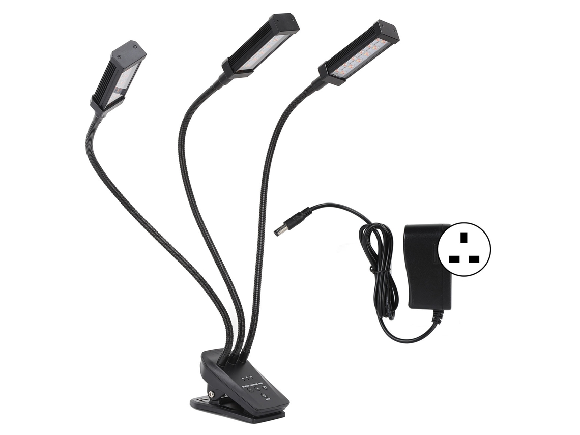 Lámpara Led De Cultivo Con 3 Cabezales Ajustables, Rotación De 360°, 72 W, Enchufe Británico.