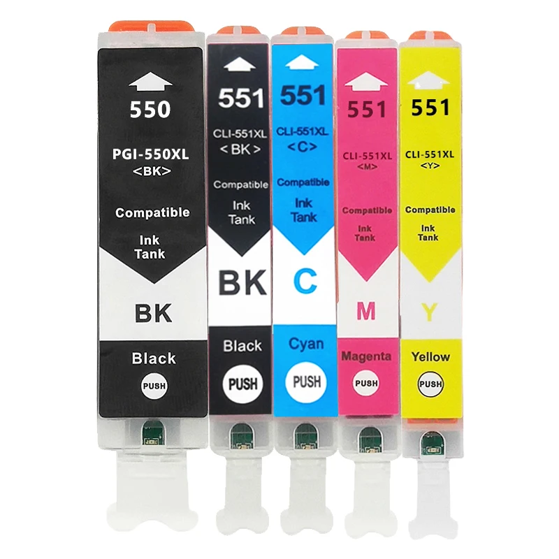 1setpgi550 Cli551 Para Cartucho Canon Pgi-550 Cli-551 Para Pixma Ip7250 Mg5450 Mg5550 Mg5650 Mg5655 Mg6350 Mg6450