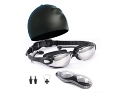 Danu2026-set De Gorro Y Gafas De Natación Con Placas Electrolíticas, Uv Protection, Tapones Para Oídos, Pinza Nasal Y Estuche De Protección