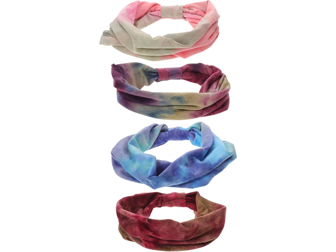 Conjunto De 4 Diademas Elásticas Anchas Con Estampado Tie-dye Para Mujer, Absorbentes Del Sudor, Estilo Ultra