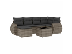Maison Exclusive - Conjunto de sofá de jardín de 7 piezas con cojines de mimbre y patas grises