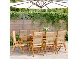 DKD Home Decor - Juego de 8 sillas de jardín reclinables de madera maciza de acacia, color beige