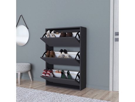 Zapatero Aurskog 3 compartimentos máx. 18 pares aglomerado 110 x 74 x 24 cm Antracita [EN.CASA]