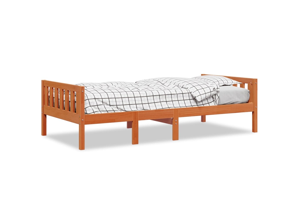 Cama Infantil Sin Colchón 75x190 cm Pino Macizo Marrón Miel Dkd Home Decor