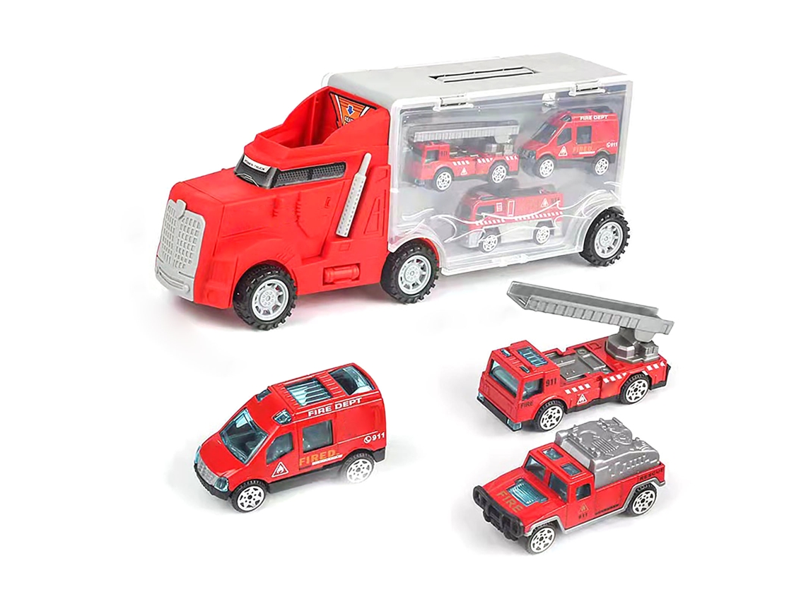 Ats-coche Transportador Plástico Portátil Con Puertas Abiertas Dobles Juguete De Modelo De Coche Para Niños Tienda De Maquinaria Móvil