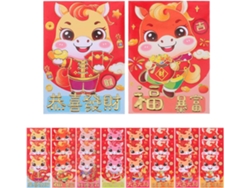 20 Bolsas Rojas Chinas Con Forma De Sobre Para Año Nuevo, Con Estampado De Caballo Animado