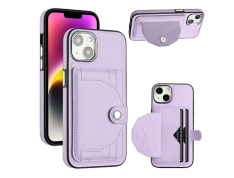 Funda Mobile Phone Cases Shockproof With Card para iPhone 13 Piel Marrón