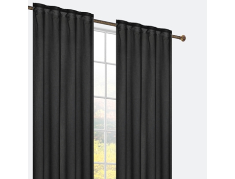 Cortina con clips ocultos 140 x 260 cm Negro - Individual