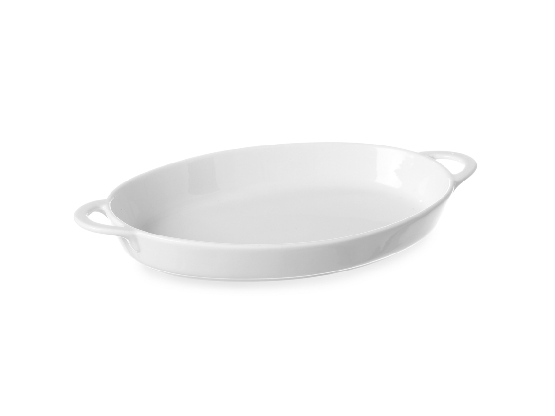 Półmisek do Zapiekania Owalny Z Uchwytami 215x140x35mm Biała Porcelana HENDI 784013