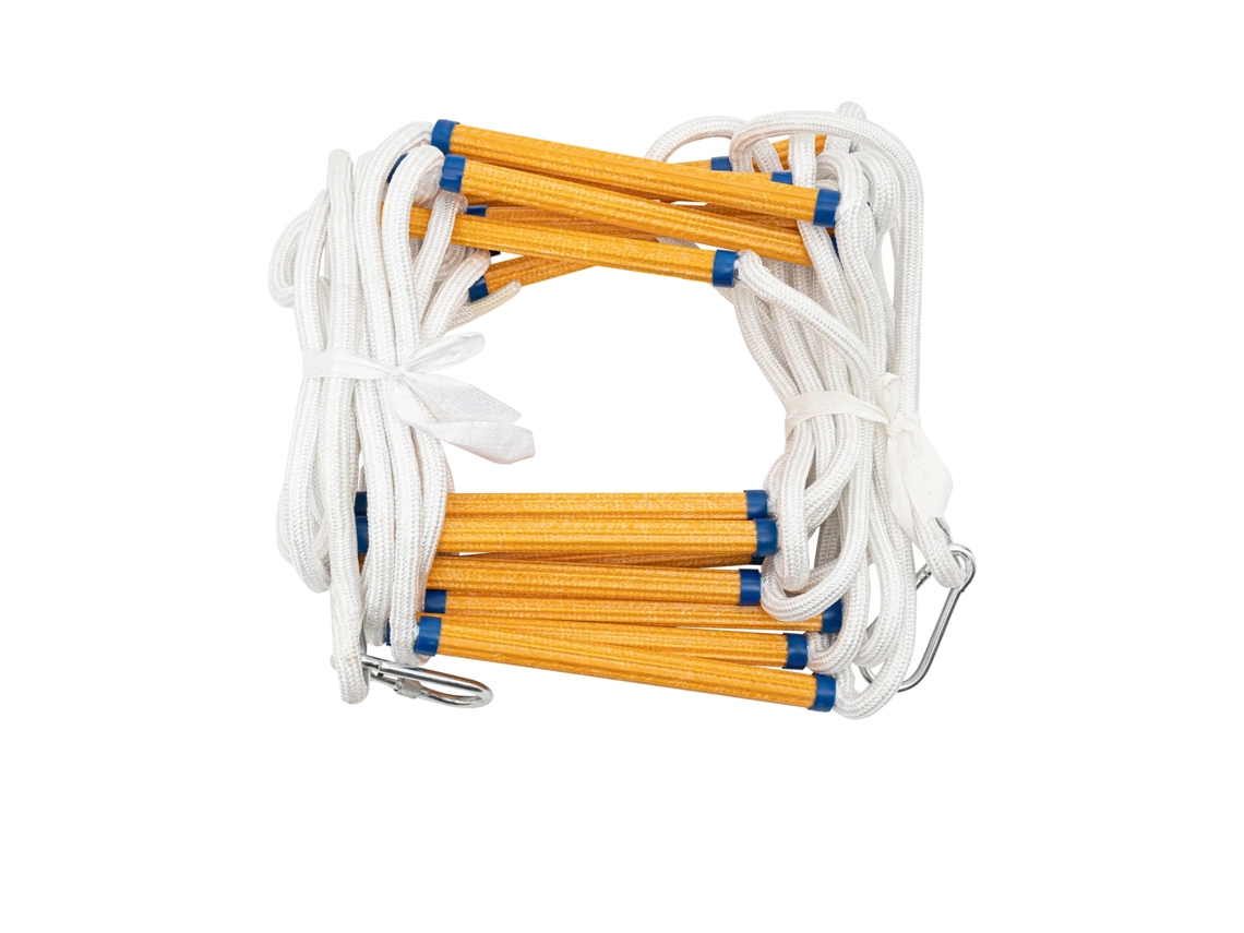 Escalera de cuerda, capacidad de carga 200 kg, longitud 12 m, longitud de cada peldaño 28,4 cm, diámetro de la cuerda 1,8 cm, peso bruto 3,4 kg