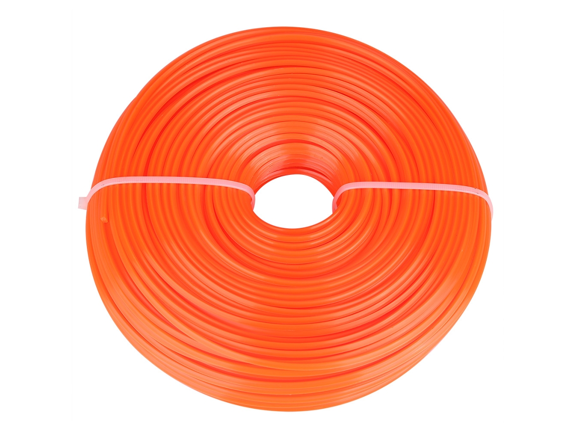 Fio De Cortador De Grama Nylon Quadrado 2,4mm, 100m, Cor Laranja