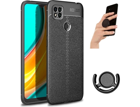 Carcasa, Soporte y Popsocket Xiaomi Redmi 9C Rugged Leather Negro