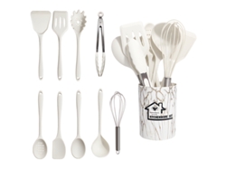 10 Peças Utensílios De Cozinha De Silicone Antiaderente Resistente Ao Calor Utensílios De Cozinha Branco GERTIZ