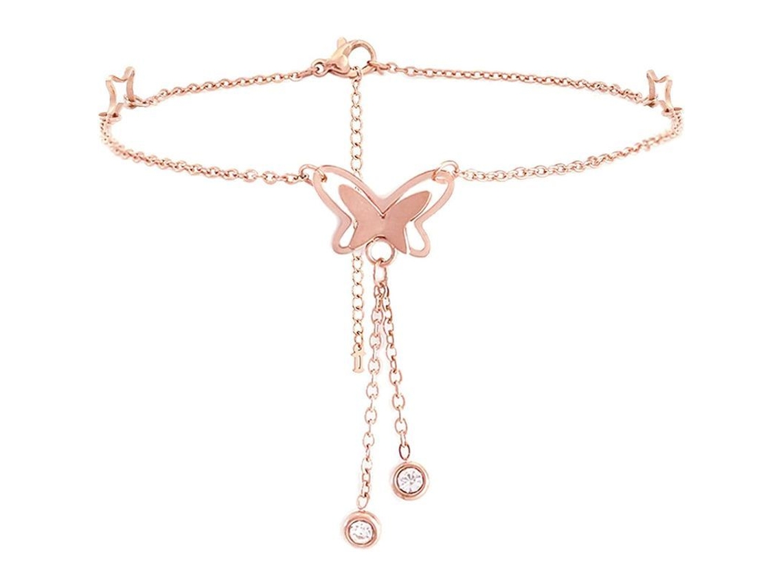 Tobillera Sencilla De Oro Con Forma De Mariposa Para Mujer, De Aleación De Zinc, Ideal Como Regalo Para La Playa.