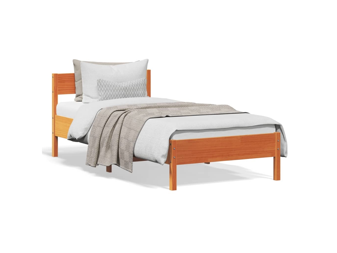 Maison Exclusive - Cama Sin Colchón Madera Maciza De Pino Marrón Cera 100x200 Cm