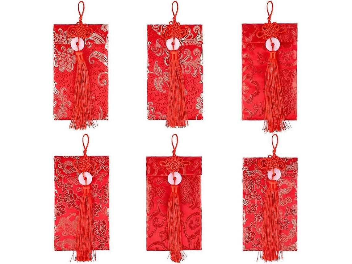 Rebe-6 Sobres Rojos De Seda Para Año Nuevo Chino, 3 Estilos Con Motivos Dragón Y Fénix, Para Ocasiones Especiales