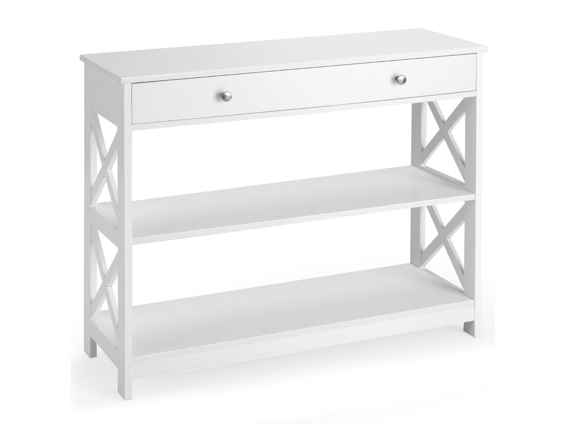 Consola con cajón y estantes, MDF blanco, 100x30x80 cm NORTHIX