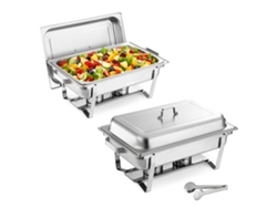 Juego de 2 platos rectangulares Succebuy con tapas, 8,6 L, para uso en buffet.