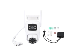 Cámara de seguridad PTZ con doble lente, Wi-Fi, para vigilancia exterior con movimiento horizontal y vertical.