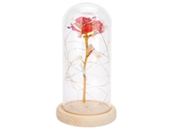 2026-lámpara De Noche Led Con Base De Madera Y Rosa Simulada Regalo De San Valentín Navidad Rosado