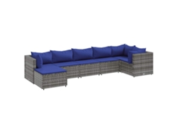 Maison Exclusive - Set De Muebles De Jardín 7 Pzas Y Cojines Ratán Sintético Gris