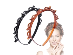 Tiara De 2 Piezas Con Pinzas Para Flequillo Doble, Herramienta Para Trenzar Con Dientes, Accesorios De Moda Para El Cabello (negro Y Marrón)