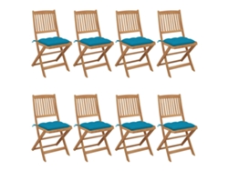Sillas de jardín plegables DKD Home Decor de 8 piezas con cojines de acacia maciza