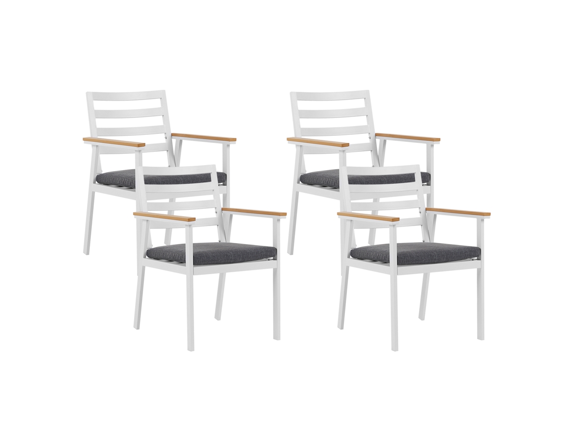 Conjunto de 4 sillas BELIANI Cavoli de Aluminio Blanco 54x60x82