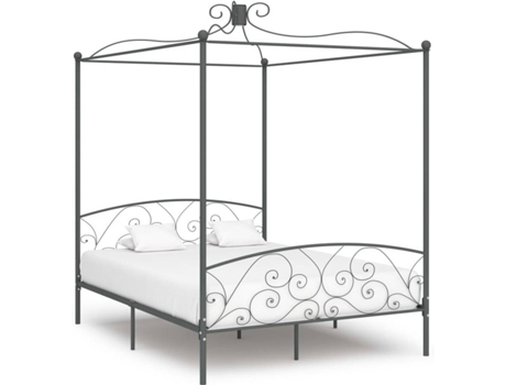Estructura de cama con dosel VIDA XL metal gris (180x200 cm)