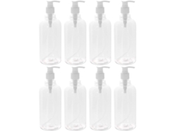 Juego de 8 botellas dispensadoras de 500 ml con bomba dosificadora, transparentes, recargables, para