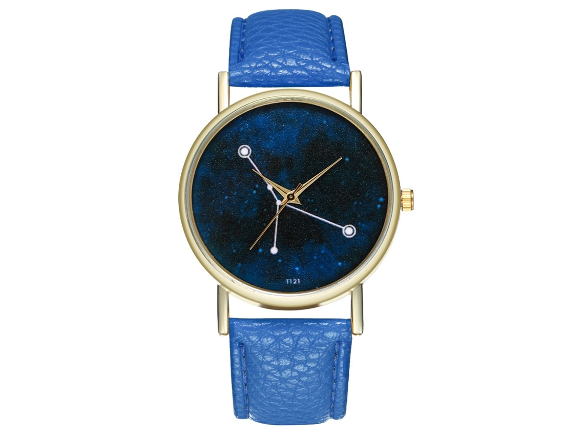 Reloj Zhoulianfa T121-a De Cuarzo Con Correa De Cuero Azul Para Hombre Y Mujer, Moderno Para Negocios Y Uso Diario.