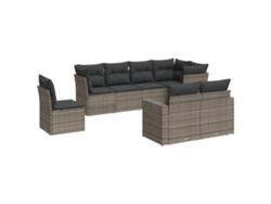 Conjunto de 8 sofás de jardín con cojines de mimbre y patas grises, MAISON EXCLUSIVE (8 piezas)