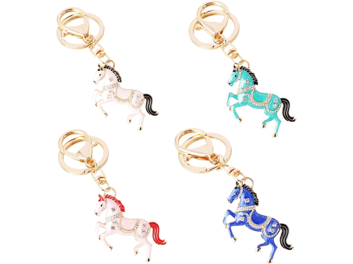 Porte-clés Avec Fermentation En Métal Orné De Cristaux Forme Gouttes D'huile Et Cheval Pour Un