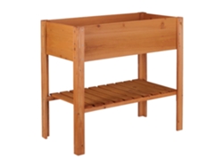 Relaxdays Huerto Urbano, Arriate Alto, Jardinera Grande, Mesa Cultivo, Madera De Abeto, 80 X 88 X 43,5 Cm, Marrón Rojizo