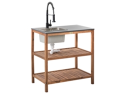 Cocina de jardín Beliani Brucoli en madera de acacia marrón 80x50x83