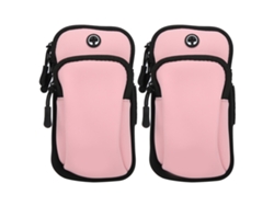 2 Brazaletes Textiles Impermeables Para Teléfonos Móviles, Ideales Para Montañismo, Fitness, Running Y Yoga. Color Rosa.