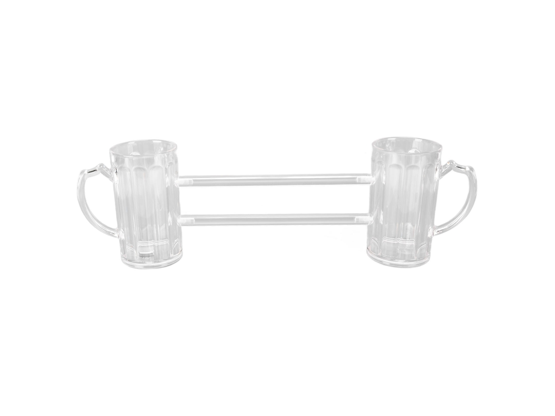 Jarra Doble Anticaída Para Cerveza Con Asa Ergonómica Y Tubos De Conexión Para Fiestas, Karaokes, Bares Y Uso Doméstico.