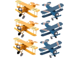 Conjunto De 6 Peças De Decoração Retrô Em Ferro Para Pendurar, Modelo De Avião, Para Meninos E Meninas.