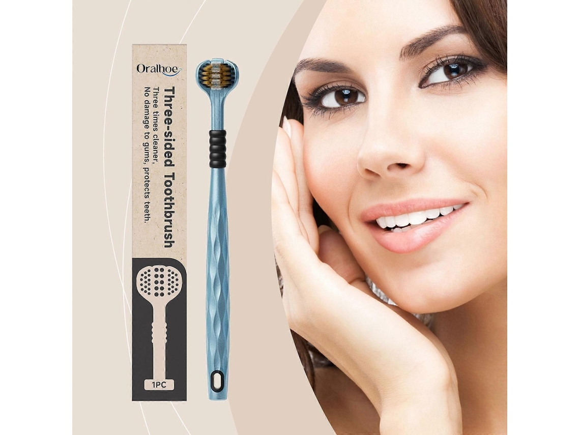 Cepillo de dientes Oralhoe de tres caras con diseño envolvente, portátil para uso diario, con cabezales de limpieza en forma de U GOKOCO