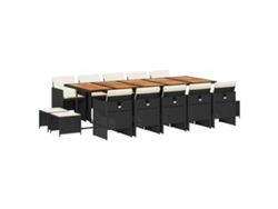 Maison Exclusive - Set Comedor De Jardín Con Cojines 15 Pzas Ratán Sintético Negro